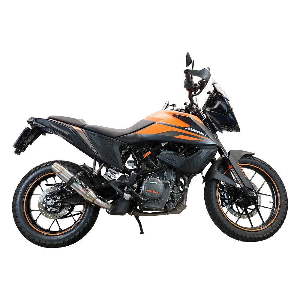 Scarico GPR compatibile con  Ktm Adventure 390 2021-2024, Deeptone Inox, Scarico omologato, silenziatore con db killer estraibile e raccordo specifico
