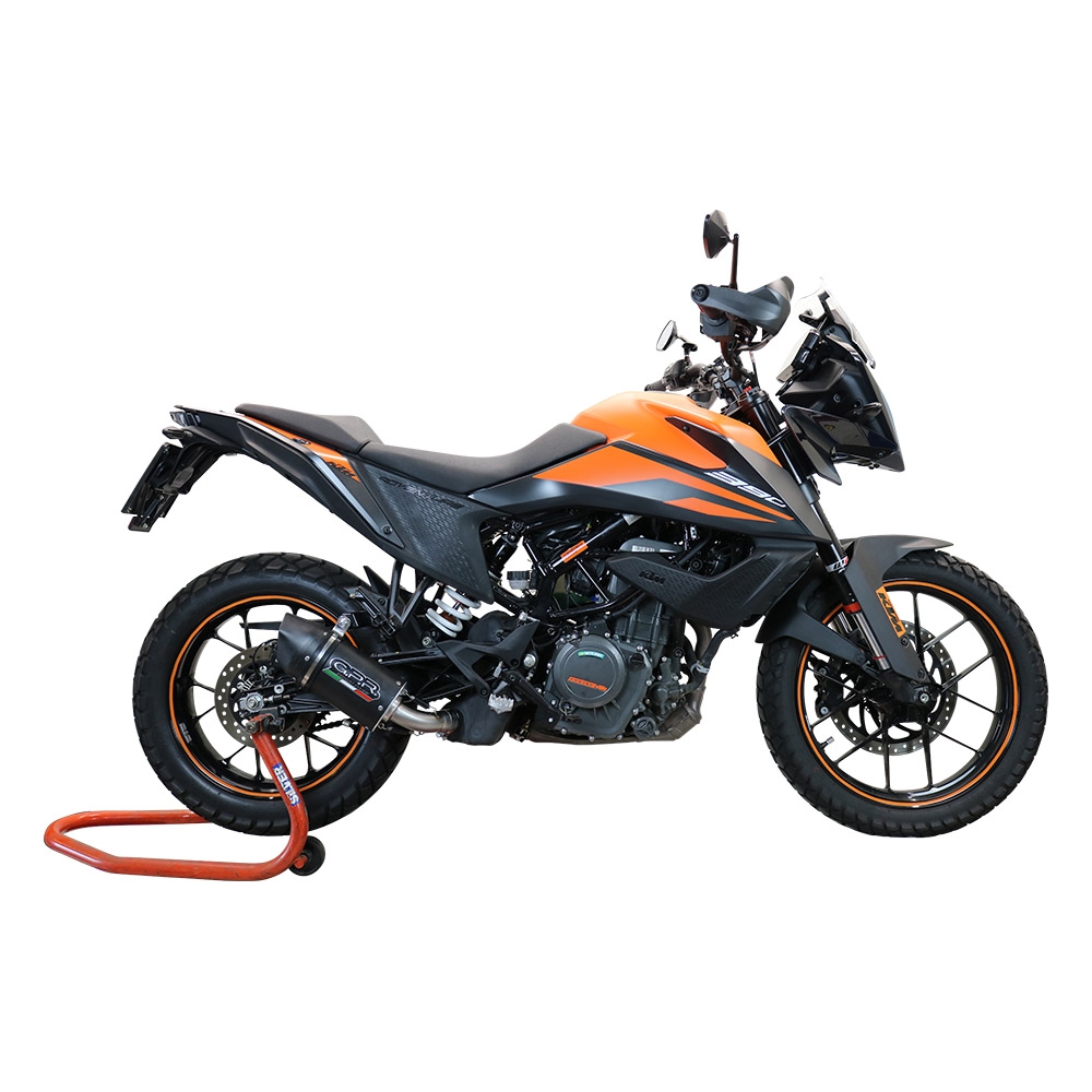 GPR escape compatível com  Ktm Adventure 390 2020-2020, Furore Nero, Sistema racing Silencioso com tubo de ligação,com db killer removível 