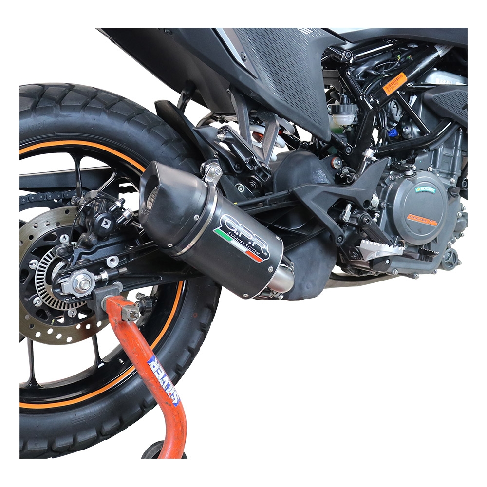 GPR escape compatível com  Ktm Adventure 390 2020-2020, Furore Nero, Sistema racing Silencioso com tubo de ligação,com db killer removível 