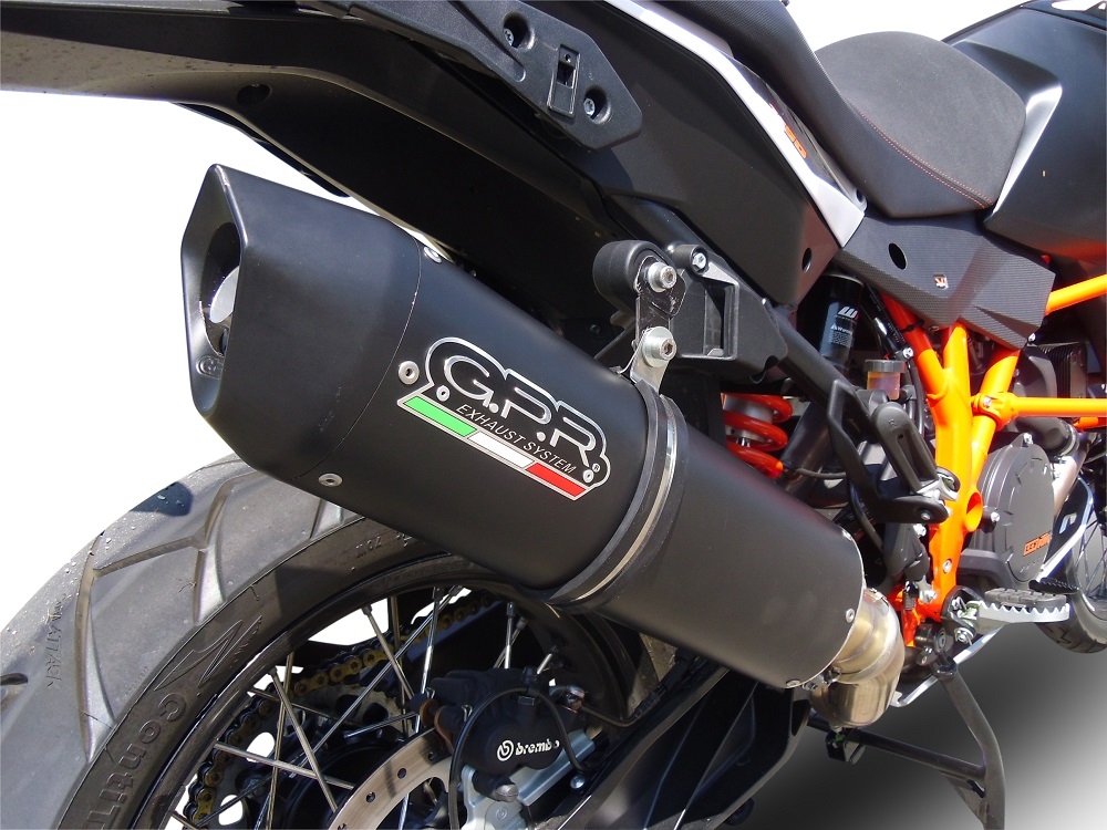 GPR exhaust compatible with  Ktm Lc 8 Adventure 1050 2015-2016, Furore Nero, Racing slip-on exhaust including link pipe 