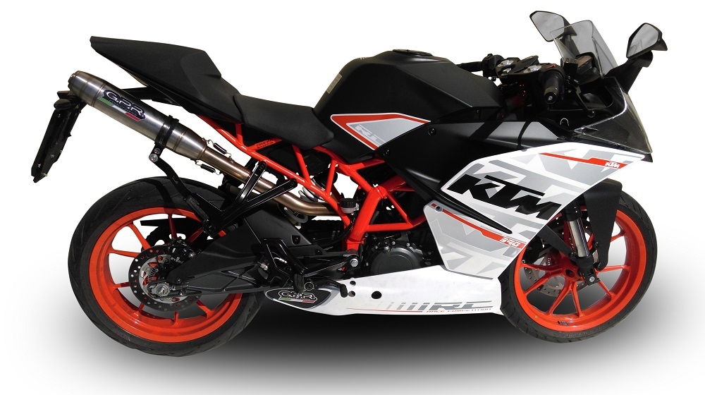 GPR exhaust compatible with  Ktm Rc 390 2015-2016, Deeptone Inox, Homologated legal slip-on exhaust including removable db killer, link pipe and catalyst 