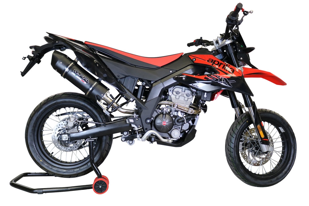 Scarico GPR compatibile con  Aprilia Rx 125 2018-2020, Furore Evo4 Nero, Terminale di scarico omologato, fornito con db killer estraibile, catalizzatore e raccordo specifico
