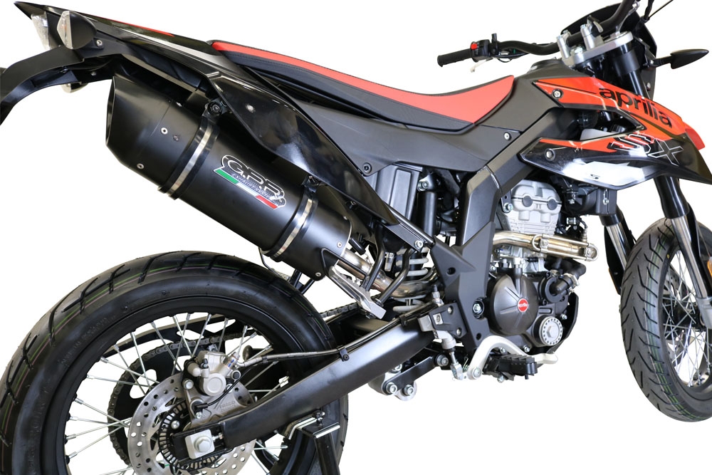Scarico GPR compatibile con  Aprilia Rx 125 2018-2020, Furore Evo4 Nero, Terminale di scarico omologato, fornito con db killer estraibile, catalizzatore e raccordo specifico
