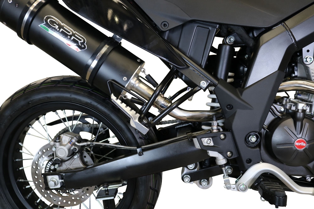 Scarico GPR compatibile con  Aprilia Rx 125 2018-2020, Furore Evo4 Nero, Terminale di scarico omologato, fornito con db killer estraibile, catalizzatore e raccordo specifico