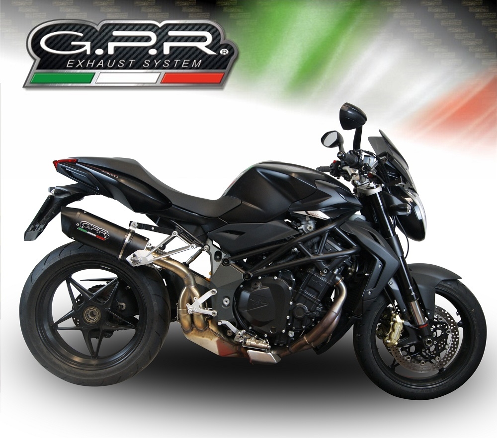 Scarico GPR compatibile con  Mv Agusta Brutale 910 S - R  2005-2011, Furore Nero, Scarico omologato, silenziatore con db killer estraibile e raccordo specifico