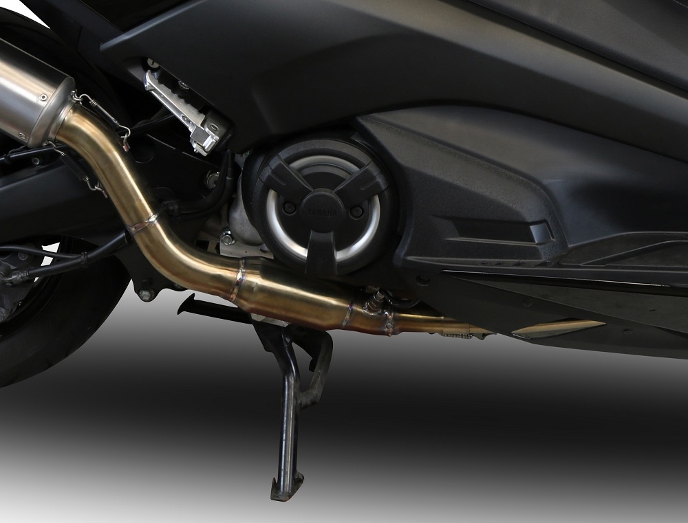 GPR exhaust compatible with  Yamaha T-Max 530 2017-2021, Furore Evo4 Nero, Homologated legal full system exhaust, including removable db killer and catalyst 