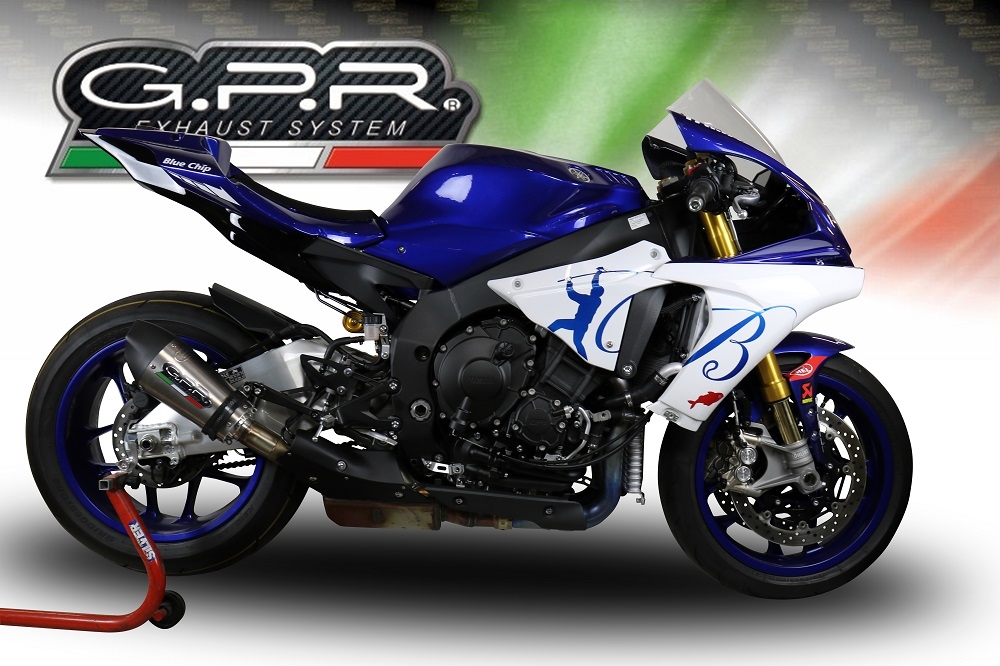 GPR exhaust compatible with  Yamaha Yzf R1-R1-M 2020-2025, New Grand Prix Evo Titanium, Homologated legal slip-on exhaust including removable db killer and link pipe 