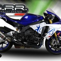 GPR exhaust compatible with  Yamaha Yzf R1-R1-M 2020-2025, New Grand Prix Evo Titanium, Homologated legal slip-on exhaust including removable db killer and link pipe 