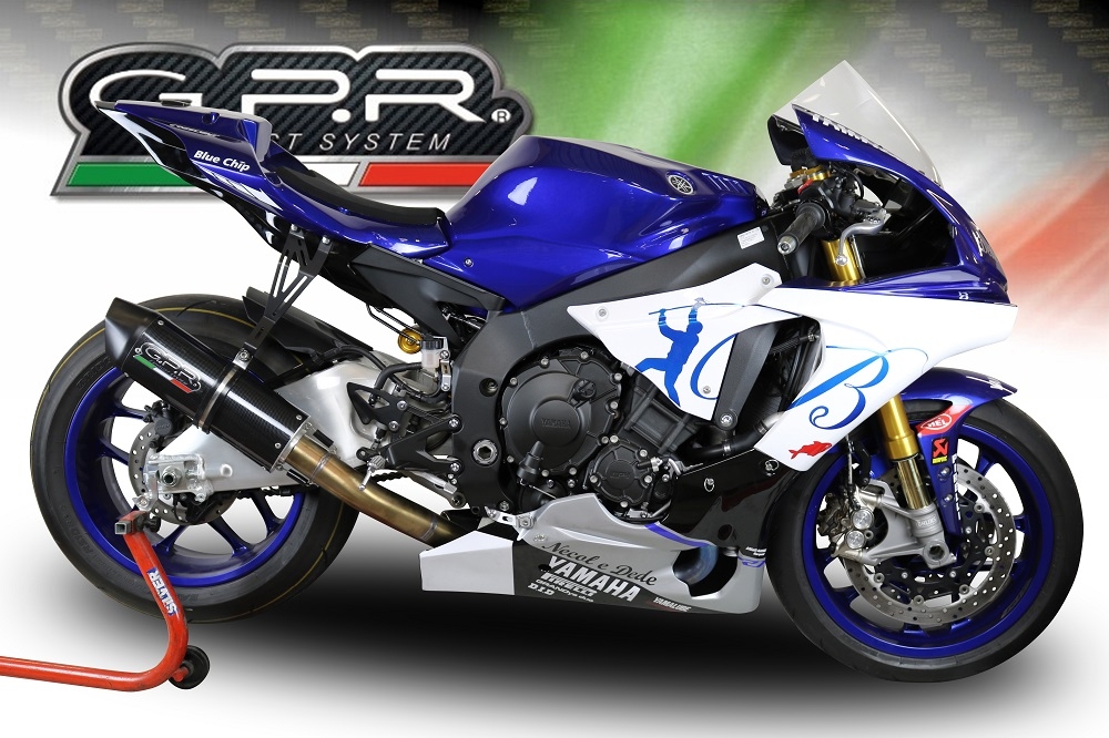 Scarico GPR compatibile con  Yamaha Yzf R1-R1-M 2020-2024, Furore Nero, Scarico racing semi completo con collettore specifico