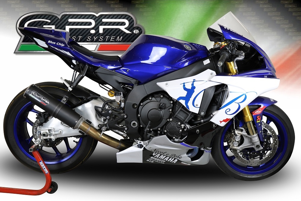 Scarico GPR compatibile con  Yamaha Yzf R1-R1-M 2017-2019, M3 Black Titanium, Scarico racing semi completo con collettore specifico