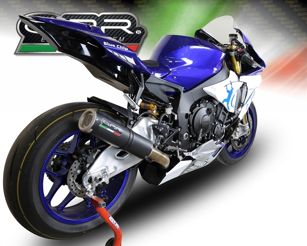 Scarico GPR compatibile con  Yamaha Yzf R1-R1-M 2017-2019, M3 Black Titanium, Scarico racing semi completo con collettore specifico