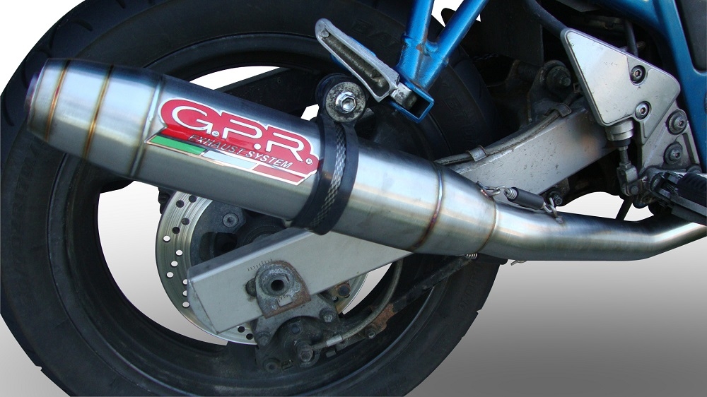 Scarico GPR compatibile con  Suzuki Gsf 650 Bandit - S  2005-2006, Deeptone Inox, Scarico omologato, silenziatore con db killer estraibile e raccordo specifico