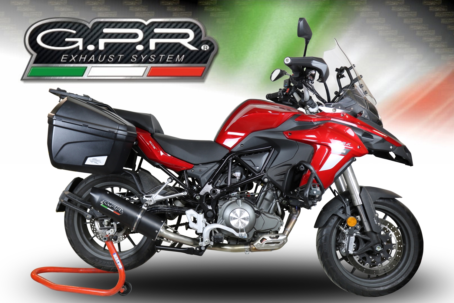 Scarico GPR compatibile con  Benelli Trk 502 2021-2024, Furore Evo4 Nero, Terminale di scarico omologato, fornito con db killer estraibile, catalizzatore e raccordo specifico