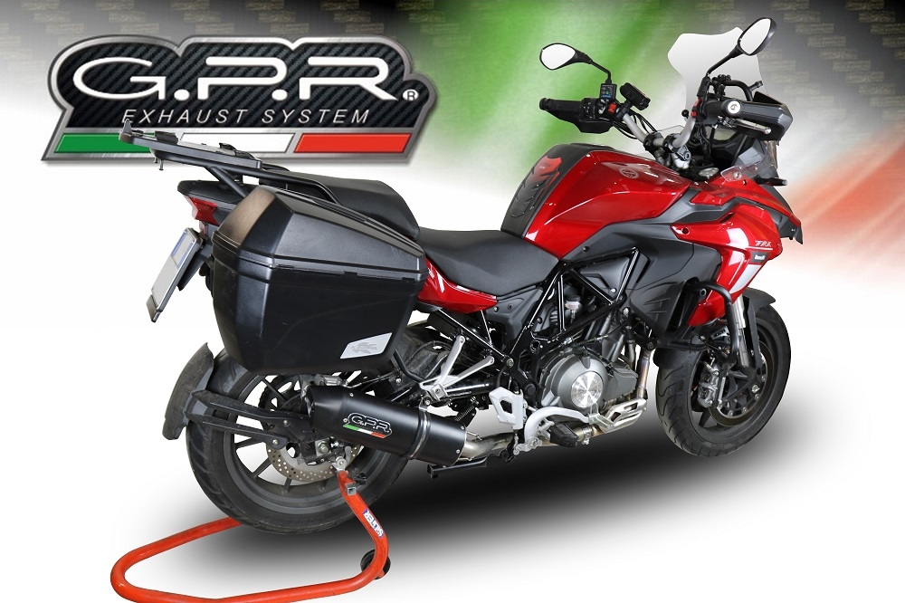 Scarico GPR compatibile con  Benelli Trk 502 2021-2024, Furore Evo4 Nero, Terminale di scarico omologato, fornito con db killer estraibile, catalizzatore e raccordo specifico