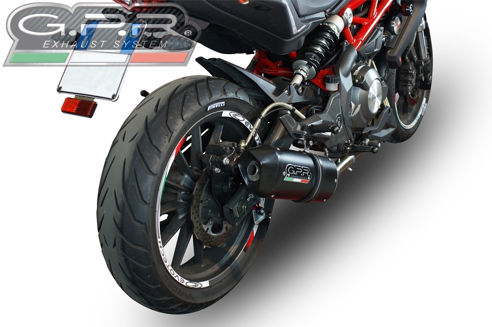 Scarico GPR compatibile con  Benelli Bn 302 S 2017-2024, Furore Evo4 Nero, Scarico omologato, silenziatore con db killer estraibile e raccordo specifico