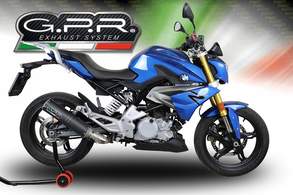 Scarico GPR compatibile con  Bmw G 310 R 2022-2024, M3 Black Titanium, Scarico completo omologato,fornito con db killer estraibile,catalizzatore e collettore