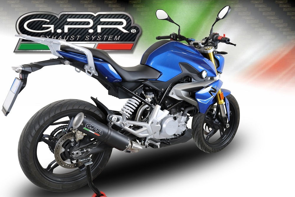 Scarico GPR compatibile con  Bmw G 310 R 2022-2024, M3 Black Titanium, Scarico completo omologato,fornito con db killer estraibile,catalizzatore e collettore