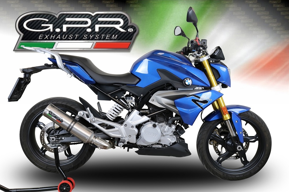 Scarico GPR compatibile con  Bmw G 310 R 2022-2024, M3 Titanium Natural, Scarico completo omologato,fornito con db killer estraibile,catalizzatore e collettore