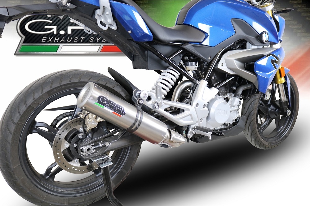 Scarico GPR compatibile con  Bmw G 310 R 2022-2024, M3 Titanium Natural, Scarico completo omologato,fornito con db killer estraibile,catalizzatore e collettore
