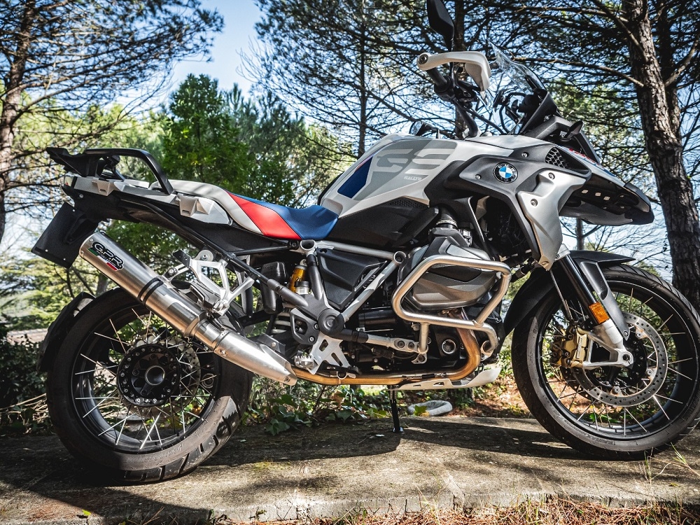 GPR exhaust compatible with  Bmw R 1250 Gs -Adventure 2021-2024, M3 Titanium Natural, Homologated legal slip-on exhaust including removable db killer and link pipe 