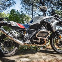 GPR exhaust compatible with  Bmw R 1250 Gs -Adventure 2021-2024, M3 Titanium Natural, Homologated legal slip-on exhaust including removable db killer and link pipe 
