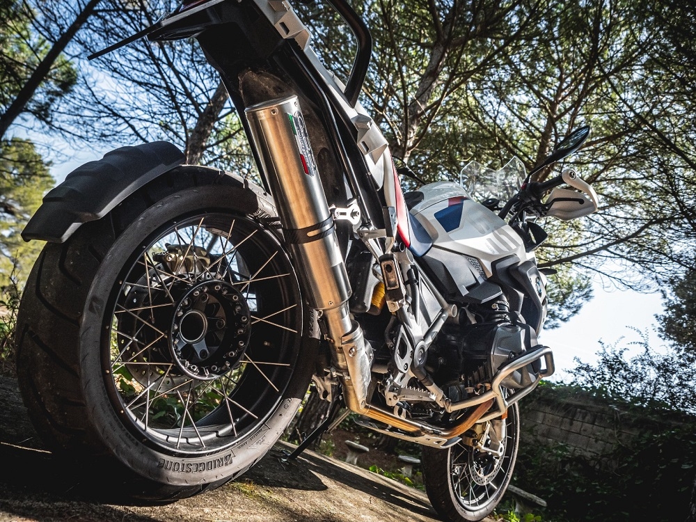 GPR exhaust compatible with  Bmw R 1250 Gs -Adventure 2021-2024, M3 Titanium Natural, Homologated legal slip-on exhaust including removable db killer and link pipe 