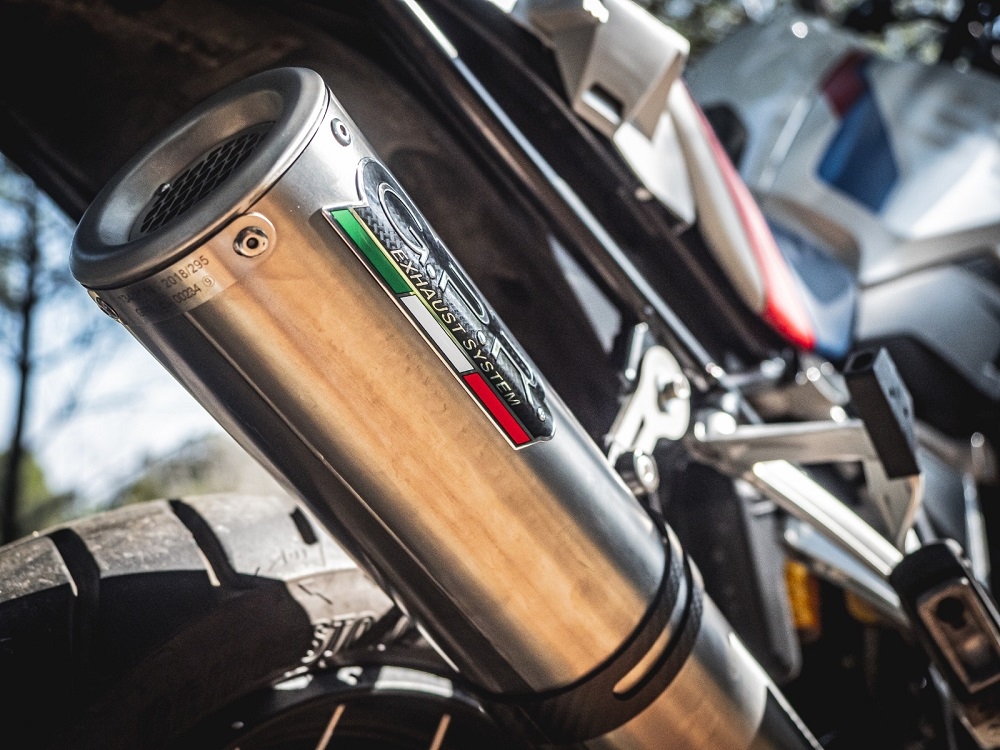 GPR exhaust compatible with  Bmw R 1250 Gs -Adventure 2021-2024, M3 Titanium Natural, Homologated legal slip-on exhaust including removable db killer and link pipe 