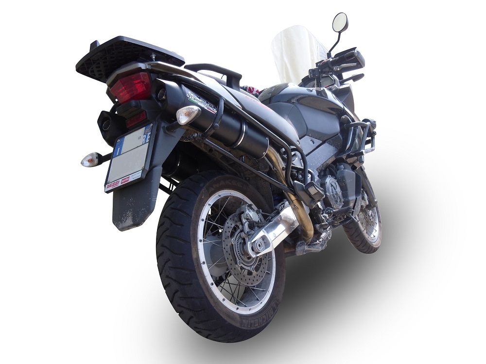 Scarico GPR compatibile con  Aprilia Etv Caponord 1000 Rally 2001-2007, Furore Nero, Coppia di terminali di scarico omologati, forniti con db killer removibile, catalizzatori e raccordi specifici