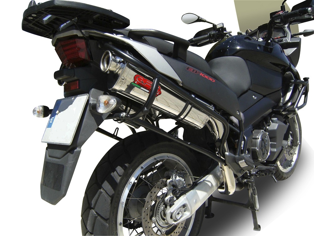 Scarico GPR compatibile con  Aprilia Etv Caponord 1000 Rally 2001-2007, Trioval, Coppia di terminali di scarico omologati, forniti con db killer removibili e raccordi specifici