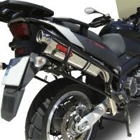 Scarico GPR compatibile con  Aprilia Etv Caponord 1000 Rally 2001-2007, Trioval, Coppia di terminali di scarico omologati, forniti con db killer removibili e raccordi specifici