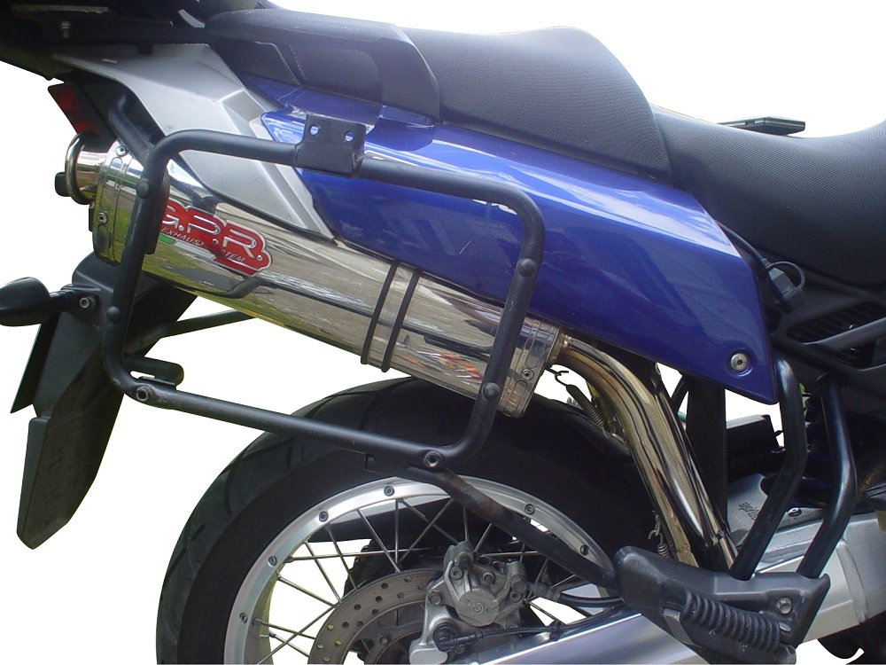 Scarico GPR compatibile con  Aprilia Etv Caponord 1000 Rally 2001-2007, Trioval, Coppia di terminali di scarico omologati, forniti con db killer removibili e raccordi specifici
