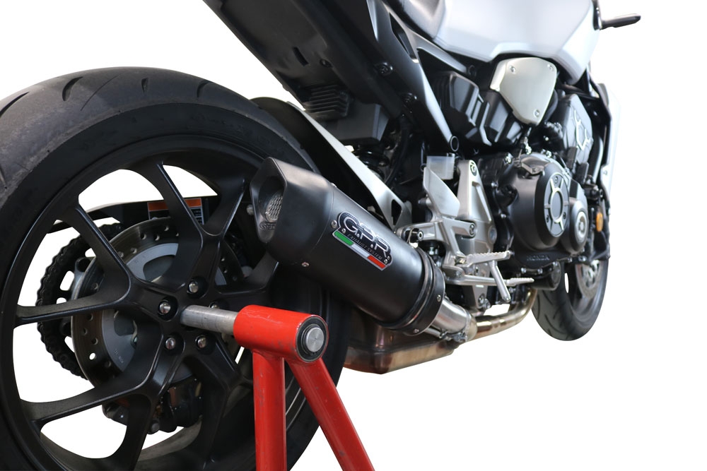 GPR exhaust compatible with  Honda Cb 1000 R  2021-2024, Furore Evo4 Nero, Homologated legal slip-on exhaust including removable db killer and link pipe 