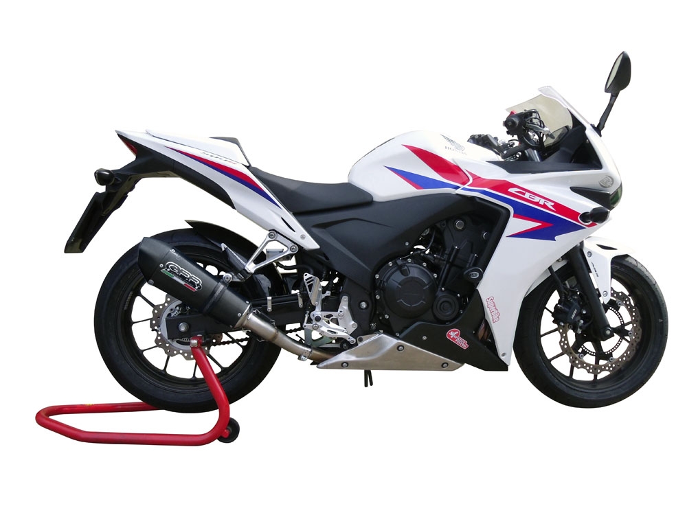 GPR exhaust compatible with  Honda Cbr 500 R 2023-2024, New Grand Prix Evo Black Titanium, Homologated legal slip-on exhaust including removable db killer and link pipe 