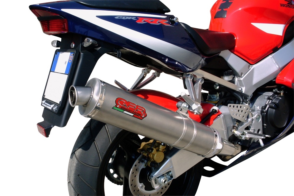 GPR exhaust compatible with  Honda Cbr 900 Rr 2000-2003, Inox Tondo, Homologated legal bolt-on silencer including removable db killer 