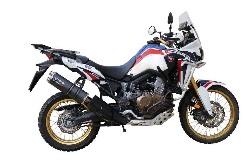 GPR exhaust compatible with  Honda Crf 1000 L Africa Twin 2018-2020, Dual Poppy, Homologated legal slip-on exhaust including removable db killer and link pipe 