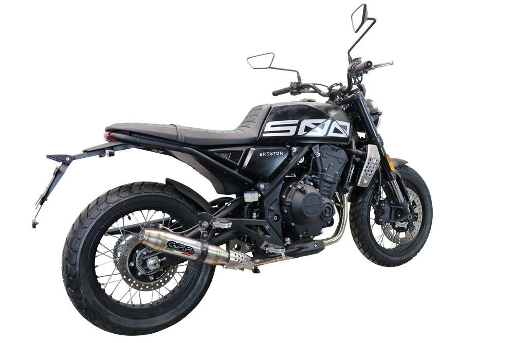 Scarico GPR compatibile con  Brixton CroSsfire 500 X  2022-2023, Deeptone Inox, Scarico omologato, silenziatore con db killer estraibile e raccordo specifico