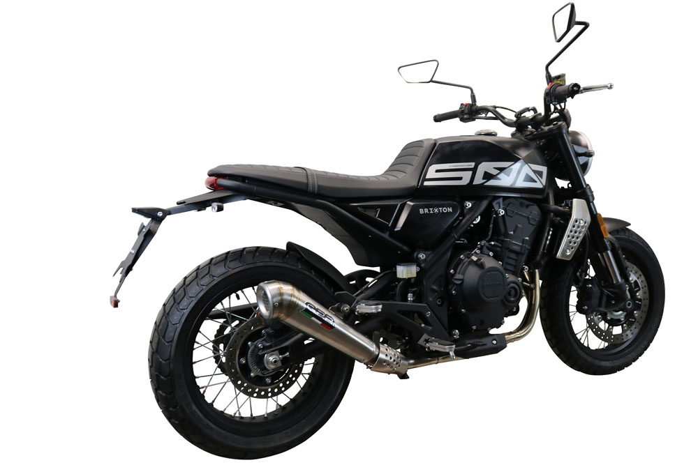 Scarico GPR compatibile con  Brixton CroSsfire 500 X  2022-2023, Powercone Evo, Scarico omologato, silenziatore con db killer estraibile e raccordo specifico