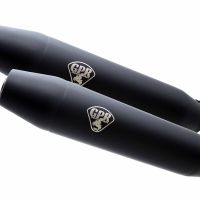 Scarico GPR compatibile con  Kawasaki Zephyr 550 Zr550D 1992-1995, Deeptone Black Cafè Racer, Coppia di silenziatori di scarico omologati, con db killer estraibili,forniti senza raccordo