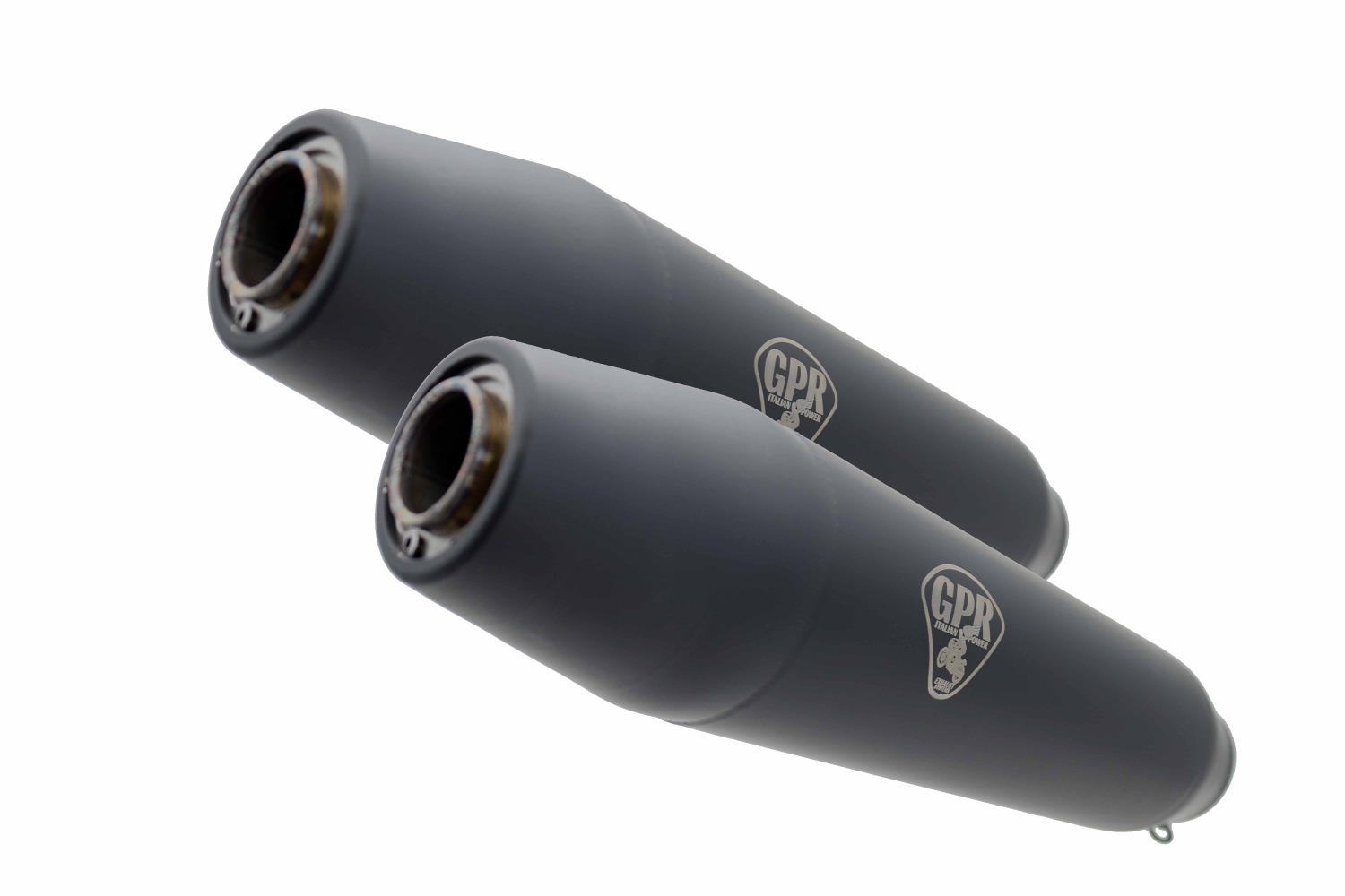 Scarico GPR compatibile con  Kawasaki Zephyr 550 Zr550D 1992-1995, Deeptone Black Cafè Racer, Coppia di silenziatori di scarico omologati, con db killer estraibili,forniti senza raccordo