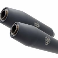 Scarico GPR compatibile con  Kawasaki Zephyr 550 Zr550D 1992-1995, Deeptone Black Cafè Racer, Coppia di silenziatori di scarico omologati, con db killer estraibili,forniti senza raccordo