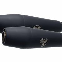 Scarico GPR compatibile con  Kawasaki Zephyr 550 Zr550D 1992-1995, Deeptone Black Cafè Racer, Coppia di silenziatori di scarico omologati, con db killer estraibili,forniti senza raccordo