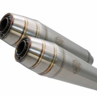 Scarico GPR compatibile con  Kawasaki Zephyr 550 Zr550D 1992-1995, Deeptone Inox Cafè Racer, Coppia di silenziatori di scarico omologati, con db killer estraibili,forniti senza raccordo