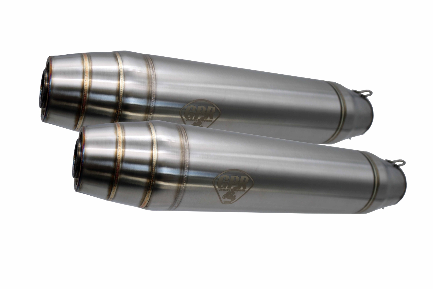 Scarico GPR compatibile con  Kawasaki Zephyr 550 Zr550D 1992-1995, Deeptone Inox Cafè Racer, Coppia di silenziatori di scarico omologati, con db killer estraibili,forniti senza raccordo