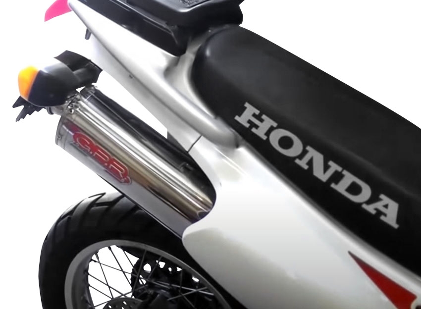 Scarico GPR compatibile con  Honda Dominator Nx 650  1988-2001, Trioval, Terminale di scarico semi-completo, omologato, con db killer estraibile e raccordo specifico