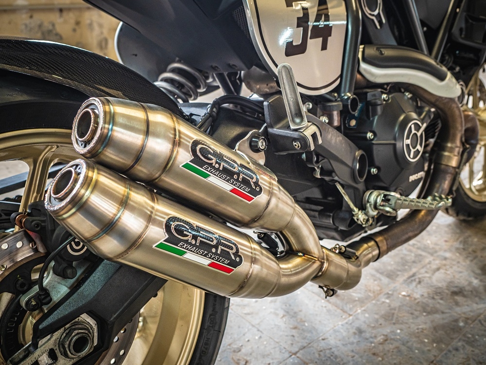 Scarico GPR compatibile con  Ducati Scrambler 800  2017-2020, Deeptone Inox, Coppia di terminali di scarico omologati, forniti con db killer removibile, catalizzatori e raccordi specifici