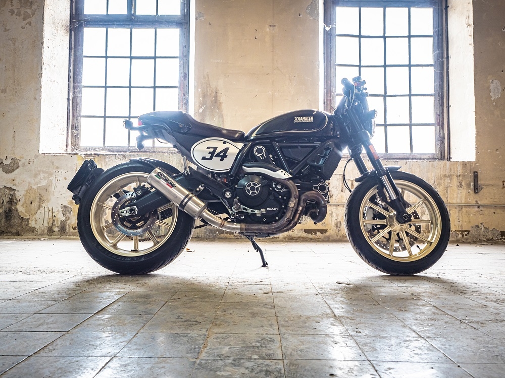 Scarico GPR compatibile con  Ducati Scrambler 800  2017-2020, M3 Titanium Natural, Terminale di scarico omologato,fornito con db killer estraibile,catalizzatore e collettore