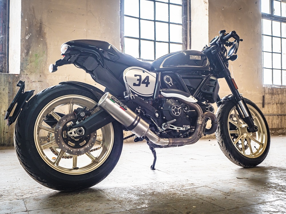 Scarico GPR compatibile con  Ducati Scrambler 800  2017-2020, M3 Titanium Natural, Terminale di scarico omologato,fornito con db killer estraibile,catalizzatore e collettore