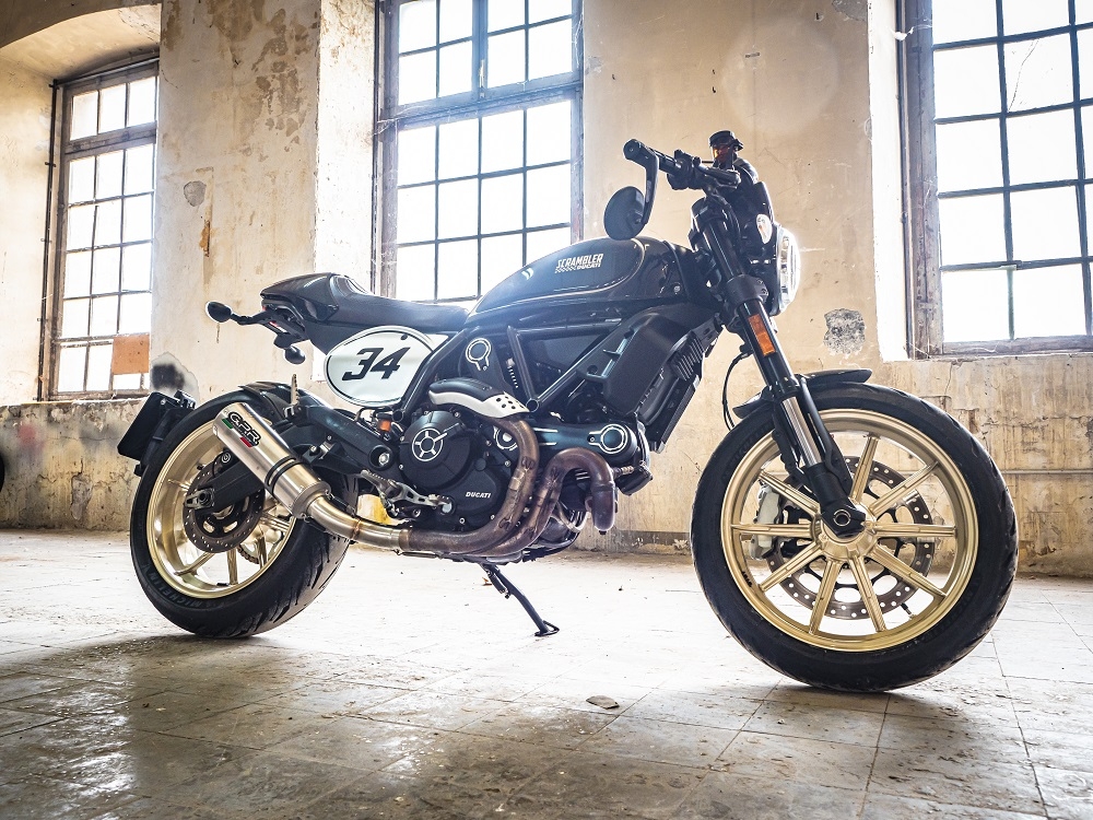 Scarico GPR compatibile con  Ducati Scrambler 800  2017-2020, M3 Titanium Natural, Terminale di scarico omologato,fornito con db killer estraibile,catalizzatore e collettore
