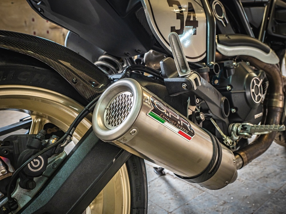 Scarico GPR compatibile con  Ducati Scrambler 800  2017-2020, M3 Titanium Natural, Terminale di scarico omologato,fornito con db killer estraibile,catalizzatore e collettore
