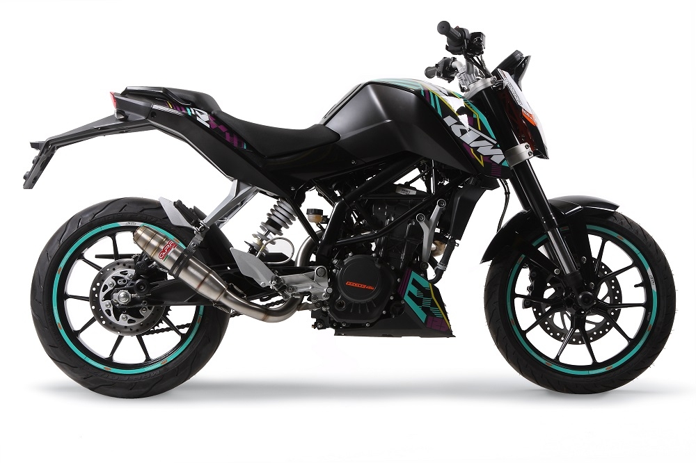 Scarico GPR compatibile con  Ktm Duke 200 2012-2024, Deeptone Inox, Scarico omologato, silenziatore con db killer estraibile e raccordo specifico